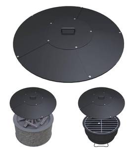 lot 1431 image: Ardier Round Fire Pit Lid, 24in Metal Cover with Handle Fits for Bonfire Pits or Fire Tables, All-Weather Resistance Outdoor Firepit Accessory, Smokeless Fire Pit Cover Doubles as Tabletop