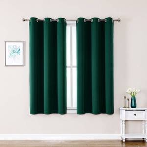 lot 2246 image: ChrisDowa Grommet Blackout Curtains for Bedroom and Living Room - 2 Panels Set Thermal Insulated Room Darkening Curtains (Forest Green, 38W x 54L)