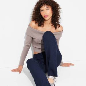 lot 2247 image: Womens Ribbed Foldover Waistband Flare Leggings - Wild Fable� Navy Blue XXS