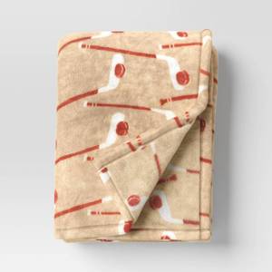 lot 2248 image: Hockey Plush Throw Blanket Beige
