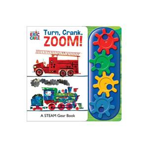 lot 2265 image: World of Eric Carle, Turn, Crank, Zoom A STEM Gear Sound Board Book (Hardcover)