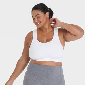 lot 2293 image: Womens Seamless Medium Support Racerback Midline Sports Bra - All In Motion� White L Removable Padding, Knit