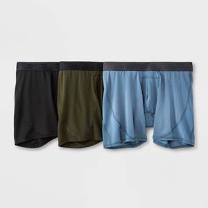 lot 2305 image: Mens Jersey Mesh Performance 2pk Boxer Briefs - All In Motion� OliveStability Blue L Recycled Polyester, Spandex, Mid Rise