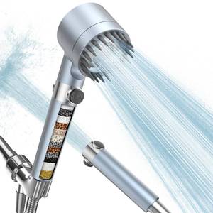 lot 2351 image: PWERAN Filtered Shower Head with Handheld, High Pressure 3 Spray Mode Showerhead with 18 Stage Water Softener Filters for Hard Water - Handheld Shower Head-Remove Chlorine-BLUE