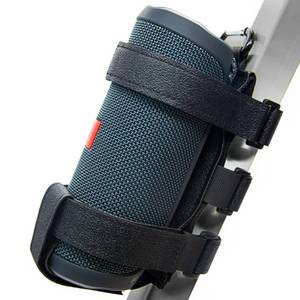lot 2363 image: Bike Golf Cart Speaker Mount - Portable JBL Flip Charge Series Holder, Waterproof Velcro Strap for Bluetooth Wireless Speakers, attached to railing or handlebar of bicycle scooter utv atv motorcycle