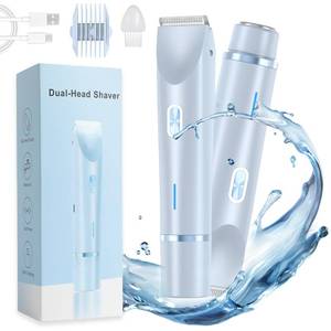 lot 2366 image: Dermave Bikini Shaver,Dual Head Shaver Women, 2 in 1 Wet and Dry Waterproof Electric Bikini Trimmer for Women(Blue)