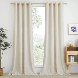 lot 2405 image: NICETOWN Natural Flax Linen Bedroom Curtains 90 inches Long, Grommet Semi Sheer Vertical Drapes Privacy Added with Light Filtering for Living RoomHome Office, W55 x L90, 2 Pieces