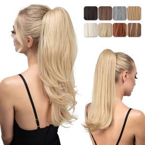 lot 2409 image: youngways Clip in Ponytail Extension Light Blonde 18 Inch Pony Tails Hair Extensions for Women Long Straight Curly Tail Ponytail Hair piece Synthetic Fake Versatile Pony