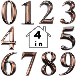lot 2424 image: Jetec 10 Pcs House Numbers 3D Door Mailbox Numbers 0-9 Self Adhesive House Door Street Address Stickers for, Apartment, Office, Hotel Room, Mailbox Signs(4 x 2.5 Inches,Bronze)