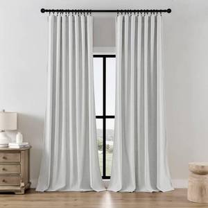 lot 3691 image: Joydeco Light Filtering Curtains 96 Inches Long for Bedroom Living Room, Faux Linen Curtains 96 Inch Length 2 Panels Set,Pinch Pleat Curtains for Bedroom Living Room(52x96 inch, Greyish White)