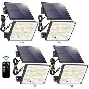 lot 3692 image: Gusicil Outdoor Solar Lights, Split Solar Motion Sensor Outdoor Lights with Remote Control, IP65 Waterproof Solar Lights, 172LED 3Modes Solar Flood Lights for Yard,Patio,Garden,Garage, 4 Pack