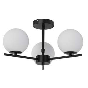 lot 3697 image: Better Homes and Gardens 17 Architectural Ceiling Light Black Metal Frame Frosted Glass Globes