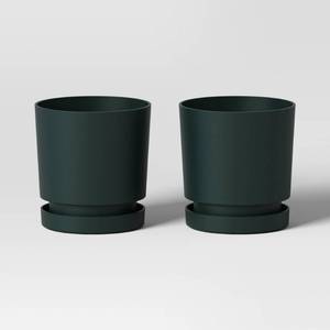 lot 3703 image: 8pc Recycled Resin Indoor Outdoor Planter Pots Green 4inx4inx4in - Room Essentials�