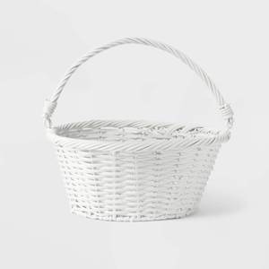 lot 3704 image: 2 Piece 12in Willow Plastic Wicker Easter Basket White - Spritz� (pack of 2)