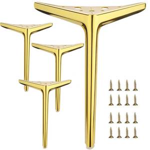 lot 4362 image: 9.8 inch25cm Shiny Gold Metal Furniture Legs Set of 4, DIY Replacement for Cabinet Legs, Sofa Legs, Chair Legs