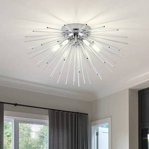 lot 4378 image: Sputnik Flush Mount Ceiling Light Fixture, 6-Light Chrome Firework Ceiling Lights, 19.6in Modern Chandeliers Close to Ceiling Lamp for Bedroom Kitchen Hallway Entryway, G9 Socket