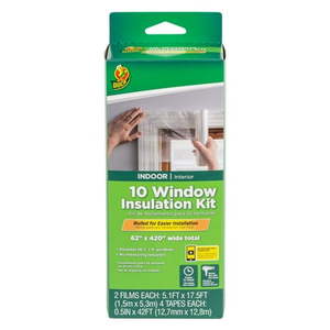 lot 4399 image: Duck Brand 62 in. x 420 in. Rolled Insulation Film Window Kit pack of 2 Fits up to 10 Windows (2 Pack)