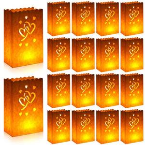 lot 9481 image: Sherr 100 Pcs White Luminary Bags Lantern Luminary Candle Bag Flame Resistan with Hearts Luminaries Tea Light for Easter, Mothers Day, Wedding, Valentines Day, Wedding, Party, Engagement