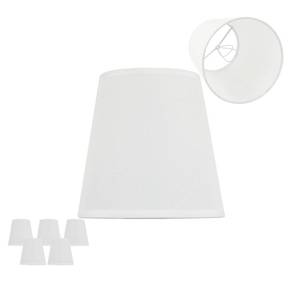 lot 9484 image: 4.0x6.0x6.0 Inch Chandelier Shade, White Linen Fabric Lamp Shades, Perfect Fit for 5-Light Pendant Light Wall Sconce, Clip On Bulb E12 Socket, Just Lampshades No Light Fixture(Large Size, Pack 5)