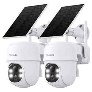 lot 9487 image: 2K Cameras for Home Security-2.4G WiFi Outdoor Camera Wireless SolarBattery Powered with solar panel, 360° Viewing, AI Human Detection, Color Night Vision, with SD Storage, Works with Alexa(2 Pack) - Retail $92.22