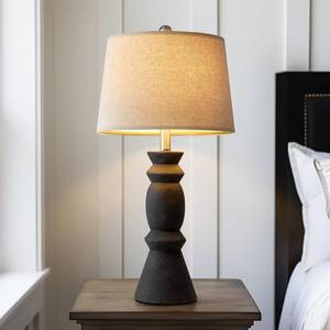 lot 9492 image: Oneach 25.75 Farmhouse Ceramic Table Lamp for Living Room, Rustic Black Bedside Lamps for Bedroom, Nightstand, Dining Room, Office, Table Decor