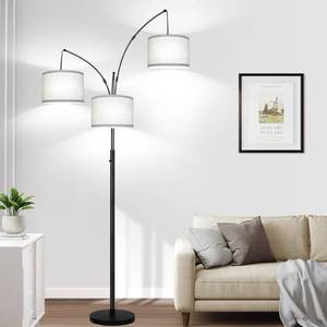 lot 9496 image: Dimmable Floor Lamp, 3 Lights Arc Floor Lamps for Living Room, Modern Tall Standing Tree Lamp with Gray Linen Shade and Heavy Base, Large Floor Lamp for Bedroom Office, 3x1000 LM LED Bulbs Included - Retail $77.94