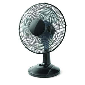 lot 9497 image: Mainstays 12 3-Speed Oscillating Table Fan FT30-8MBB New Black
