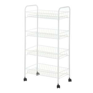 lot 9507 image: Mainstays 4-Shelf Steel Laundry Cart with Caster Wheels White Adult Senior and Teen Age Groups