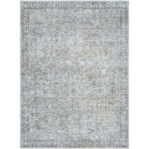 lot 9515 image: Better Homes and Gardens Persian Blooms Washable Non-Skid Area Rug Brown 5 3 x 7 - Retail $89.98