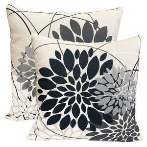 lot 10364 image: RYSMIYOU Decorative Throw Pillow Covers Set of 2 Grey Black Pillow Covers 18x18 inch Throw Pillows Linen Square Pillow Case,Farmhouse Outdoor Modern Floral Pillow Covers for Couch Sofa Living Room