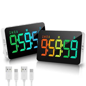 lot 10365 image: (2 Packs) Rechargeable TimersDigital Kitchen Timer with 10 Dynamic RGB Color, Magnetic Classroom Timer with Countdownup with 5�LED Display 3 Brightness 4 Volume Adjustable