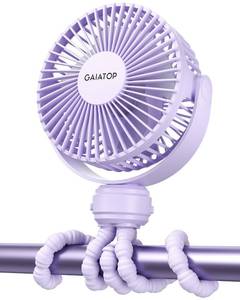 lot 10368 image: Gaiatop Mini Electric Fan with 360 Rotation, 5.5mm Gaps, Rechargeable Battery, 3 Speeds, Purple