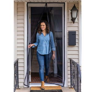 lot 10389 image: Duck Brand 86 in. x 39 in. Hands-Free Magnetic Mesh Screen Door