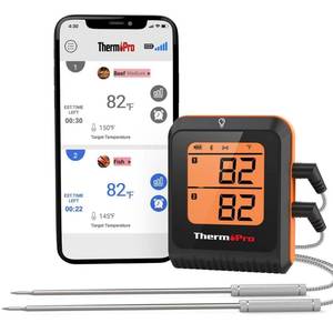 lot 10398 image: ThermoPro - Bluetooth Dual Probe Digital Meat Thermometer - Black