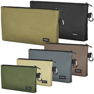 lot 10420 image: COIDEA 6 Pack Zipper Pouch, Premium Tool Bag, Utility Flat Bottom Storage Organizer With Carabiner Metal Zipper for Tools, Stationary, Pencil