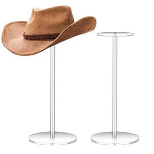 lot 10443 image: DIFENLUN 2 sets of acrylic hat stand wig display stand (13.8 in) Clear acrylic and wig display Hat stand Display hat standRound barbell base display