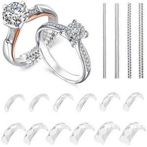 lot 10445 image: Eiito Ring Sizers for Loose Rings, Make Ring 0.5-1 Size Smaller Without Resizing, 16 Pack Invisible Rings Adjuster Guards Spacer for Men and Women, 2 Styles Insert and Spiral