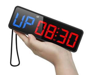 lot 10446 image: ANJANK Small Portable Gym Timer Clock, Strong Magnet, Workout Interval Timer with Powerful Battery, Stopwatch, Remote Control, Adjustable Brightness, Fitness Digital Timer for HomeGarageBoxing