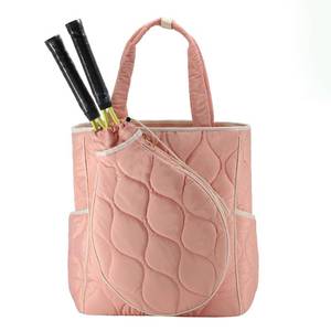 lot 10448 image: CCGTIOR 2-in-1 Tennis Tote Bag and Tennis Racket Backpack � Extra-Large Quilted Pickleball Racquet Bags, Water-Resistant and Lightweight for Men and Women (Pink)