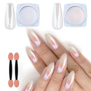 lot 10453 image: Artdone 2 Jars Chrome Nail Powder White and Red Pearl, Iridescent Aurora Powder Metallic Mirror Effect Pigment Pearlescent Mermaid Pearl Dust Kit, Decoration Resin Craft