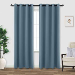 lot 11371 image: Dusty Blue Curtains for Living Room 2 Panels Set 84 Inch Length Blackout Window Coverings Treamtents Grommet Thermal Darkening Light Blocking Curtain Drapes for Bedroom,Stone Grey Blue,7FTFeet Long