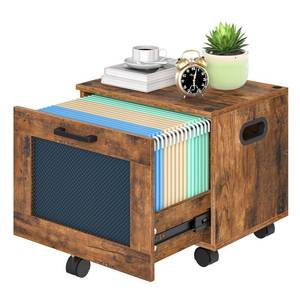 lot 11377 image: HOOBRO File Cabinet, Rolling File Cart, Under Desk Small Filing Cabinet, File Organizer Box, Home Office File Basket with Drawer for A4, Letter Files, Rustic Brown and Black BF11WJ01