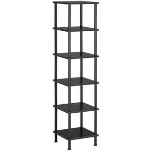 lot 11388 image: HOOBRO 6-Tier Corner Shelf, Corner Square Rack Display Shelf, Tall Storage Rack Plant Stand, Bookcase for Small Spaces, Living Room, Home Office, Kitchen, Black BK55CJ01