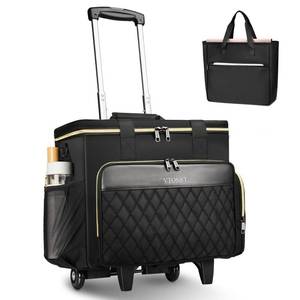 lot 11393 image: Ytonet Rolling Teacher Bag, Multifunctional Teacher Tote Bag with Detachable Dolly and File Tote, Large Rolling Briefcase with 15.6in Padded Laptop Compartment for Teaching, Office, Work, Craft, Black - Retail $82.57