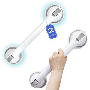 lot 11394 image: 2 Pack 16 inch Shower Grab Bars for Seniors, Grab Bars for Bathtubs and Showers, Shower Handles for Elderly Suction Cup, Bathroom Safety Bars for Showers Walls Heavy Duty, No Drilling Waterproof