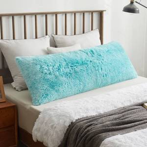 lot 12202 image: XeGe Cozy 20x54 Long Furry Body Pillow Sham, Plush Fuzzy Faux Fur Body Pillowcase with Zipper, Rectangular Fluffy Pillow Cover for Pregnant Women Side Sleeper, Shaggy Bedding Pillow Aqua Ombre