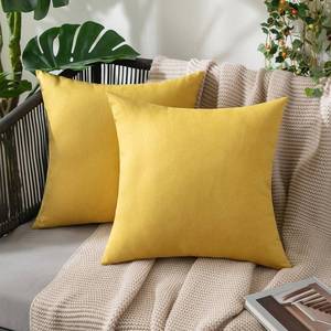 lot 12218 image: MIULEE Pack of 2 Outdoor Faux Linen Farmhouse Throw Pillow Covers Decorative Vintage Square Pillowcases Waterproof Cushion Covers Cases for Couch Garden Sofa Home Living Room 18x18 inch Yellow