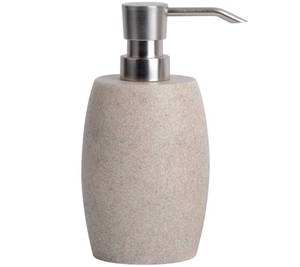 lot 12219 image: Clasin Home Sandstone Textured Resin Soap Dispenser with Metallic Pump and Waterproof Bottle Labels for Bathroom Kitchen Dish Hand Wash Shower Lotion Shampoo, 12 Oz, Beige
