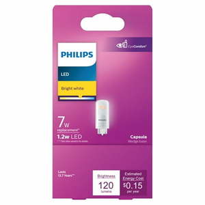 lot 12251 image: PHILIPS LED 1.2W (7W Equivalent) T5 Landscape Lightbulb Bright White Wedge Based 2PK