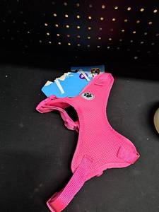 lot 12263 image: Pink Mesh Dog Harness Size M with Paw Print Logo